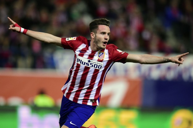 Saúl celebrates the opening goal against Deportivo