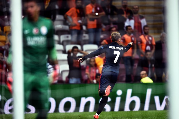 Griezmann celebrates after scoring his second against Galatasaray